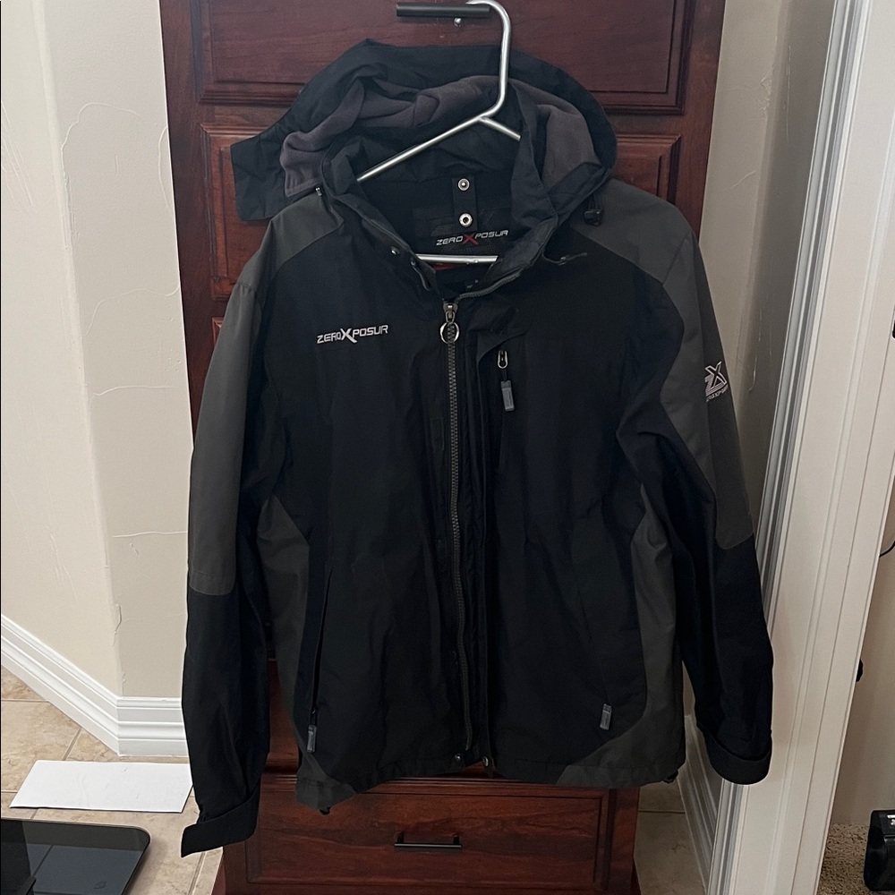 ZeroXposur Men's Black and Gray Performance Hooded Jacket